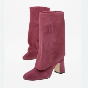 Stuart Weitzman Lucinda Over The Knee Boots in Burgundy Suede Size 7